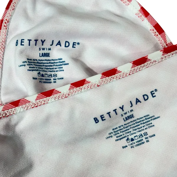 Betty Jade Large Triangle String Bikini Swim Top Bottoms Plaid Tie Straps Lined - Image 5