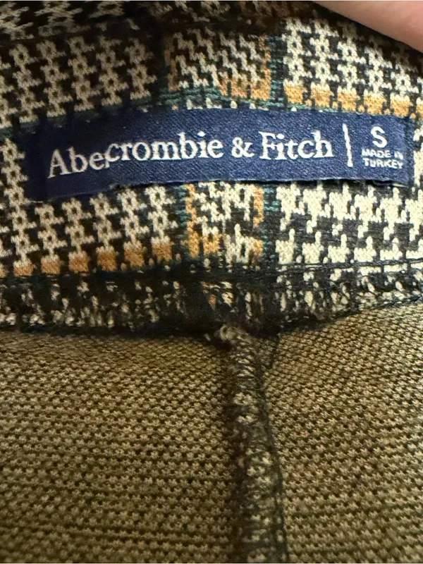 Abercrombie 70s Retro Plaid Flare Pants Vintage Revival Pull On Knit Trousers S - Image 5