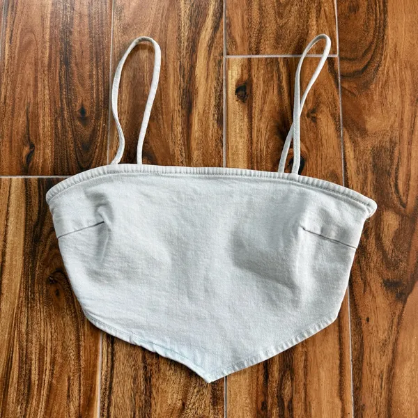Zara NWT Light Denim Chambray Crop Top Size M - Image 4