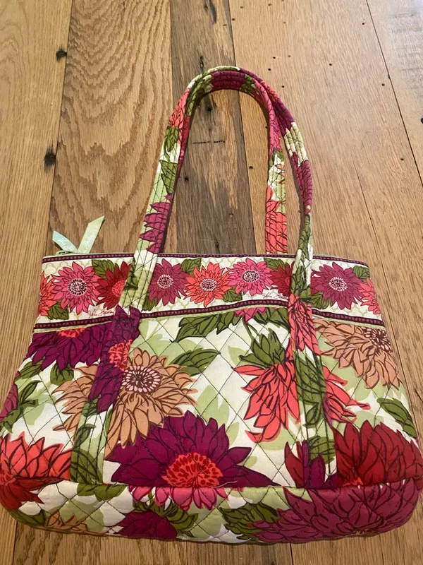 Vera Bradley Hello Dahlia Handbag Pink Flowers Quilted Shoulder Bag Tote Purse - Image 10