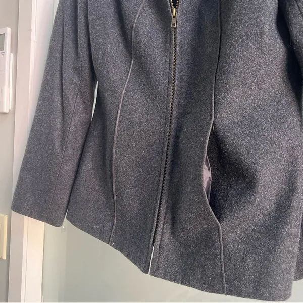 Harve Benard Gray Wool Zip Up Coat Women’s Size 6 Classic Tailored Vintage - Image 9