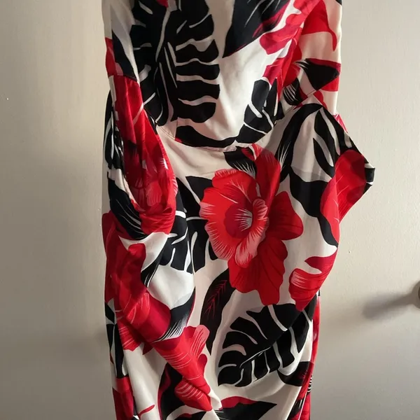 Vintage Hearts Strapless Red Floral Mini Dress 5 90s Y2K Party Coquette Retro - Image 5