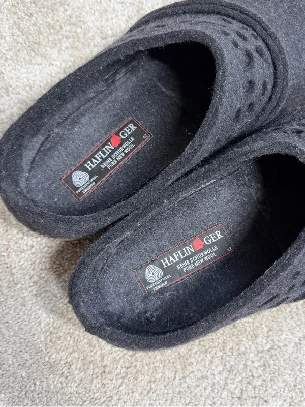 Haflinger Women’s Lacey Clog Shoes Slip On Wool in Charcoal Black 42/US 11 - Image 5
