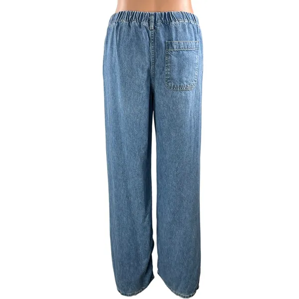 Zara Women's Blue Elastic Waist High Rise Straight Relaxed Denim Jeans Size 4 - Image 3