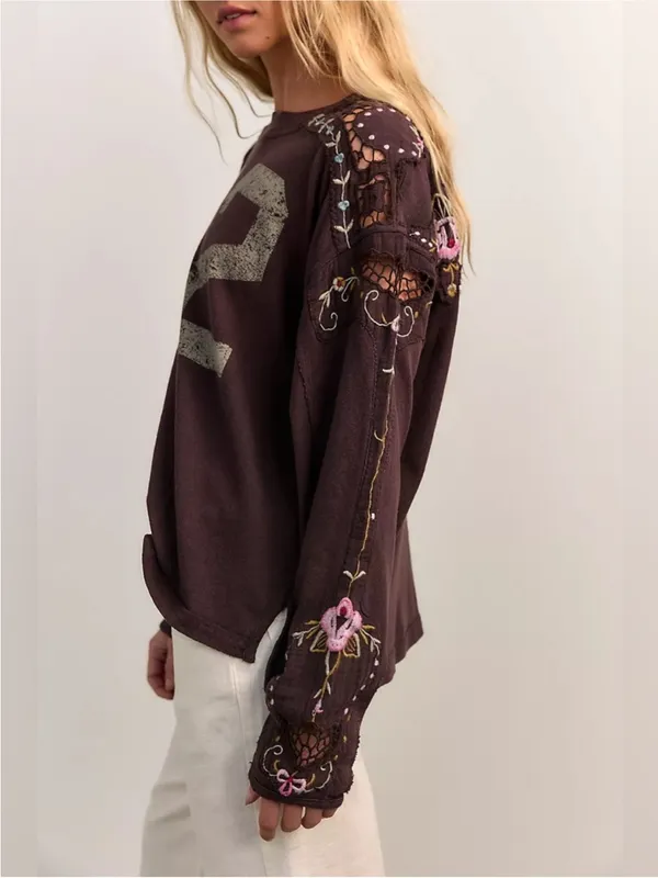 NWT Free People We The Free Lilith Tee - chocolate brown - Medium - Image 5