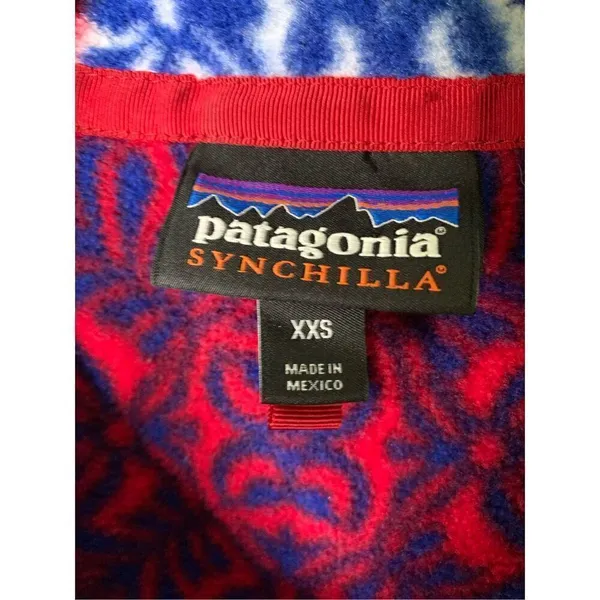 Patagonia Synchilla Makai totally red patchwork sweatshirt fleece XXS 25455 - Image 3