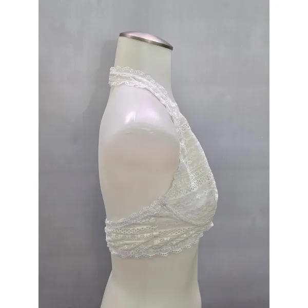 White Romantic Boudoir Bridal Cottage Lingerie Feminine Floral Lace Bra Medium - Image 4