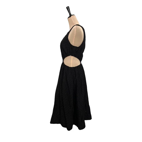 Maeve by Anthropologie Black Textured Cutout Midi Dress Size M - Image 3