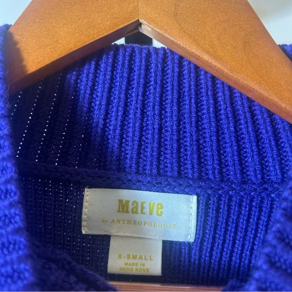 Anthropologie Maeve Kiara Textured Mock Neck Sweater‎ Merino Wool Purple Size XS - Image 5