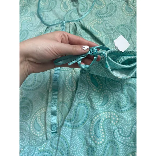 y2k Paisley Pajama Set Aqua Blue Sleepwear Shorts Set XL Cotton Blend Loungewear - Image 3