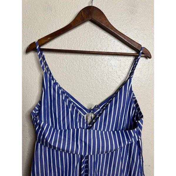 Rebecca Taylor Marseille Stripe Dress 10 Blue White Tie Front Cotton Midi - Image 13