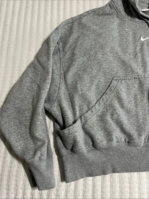 Nike Heather Gray Cropped Pullover Hoodie - Image 3