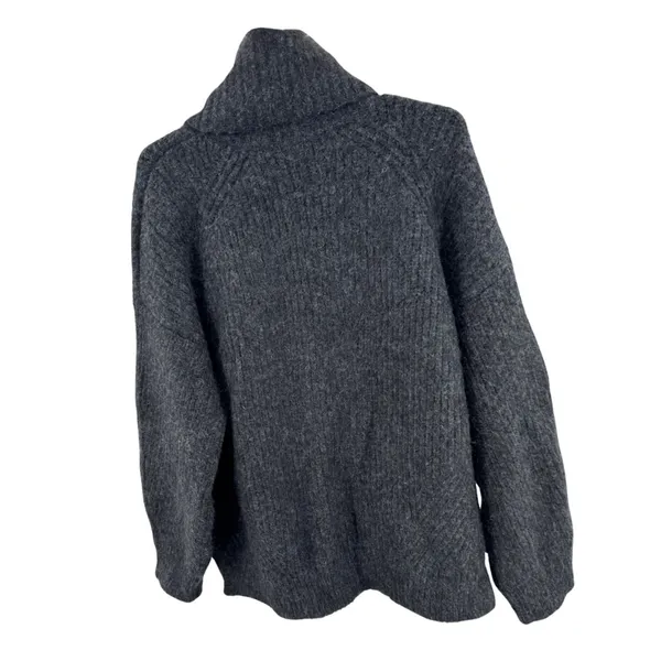 Sundance Charcoal Gray Cowl Neck Sweater wool blend oversized M fuzzy winter - Image 2