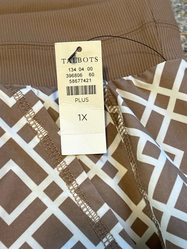 Talbots Brown & White Geometric Mini Tennis Skirt with shorts - Image 3