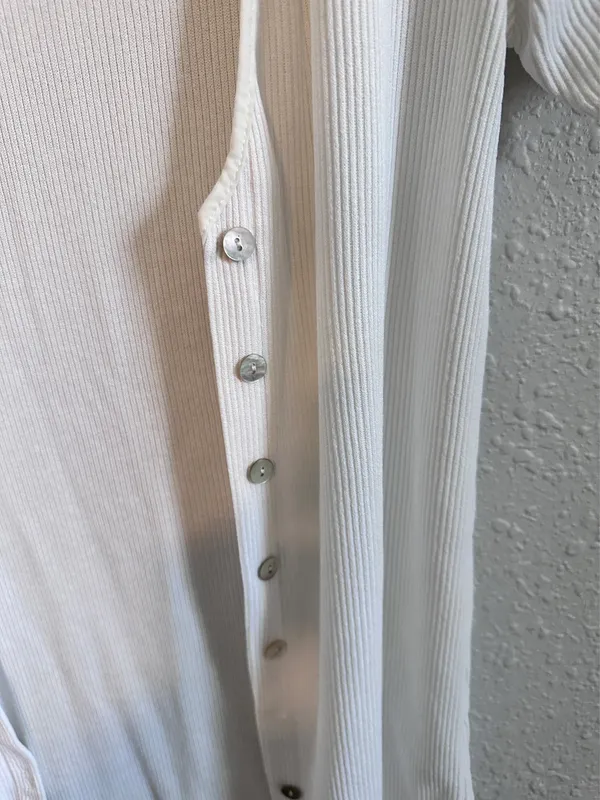 Zara White V-Neck Button-Up Top   - Image 4