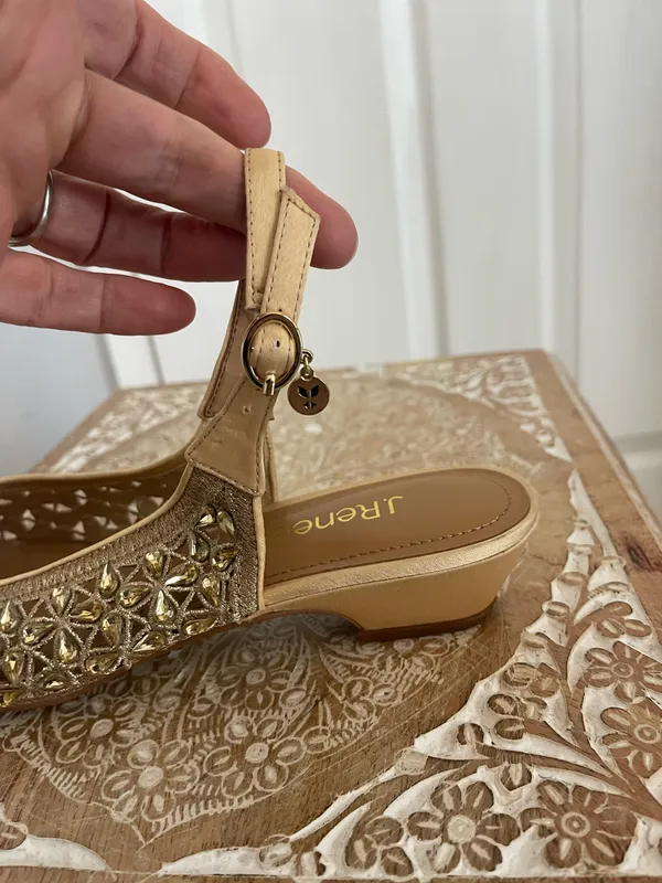 J Renne Gold Embellished Slip -On Mules - Image 3
