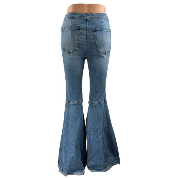 Free People We The Free Blue High Rise Bell Bottom Flare Bootcut Denim Jeans 27 - Image 3