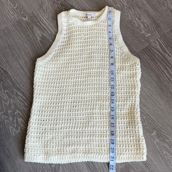 Madewell Crochet Knit Sweater Top Small White Sleeveless Flaw - Image 7