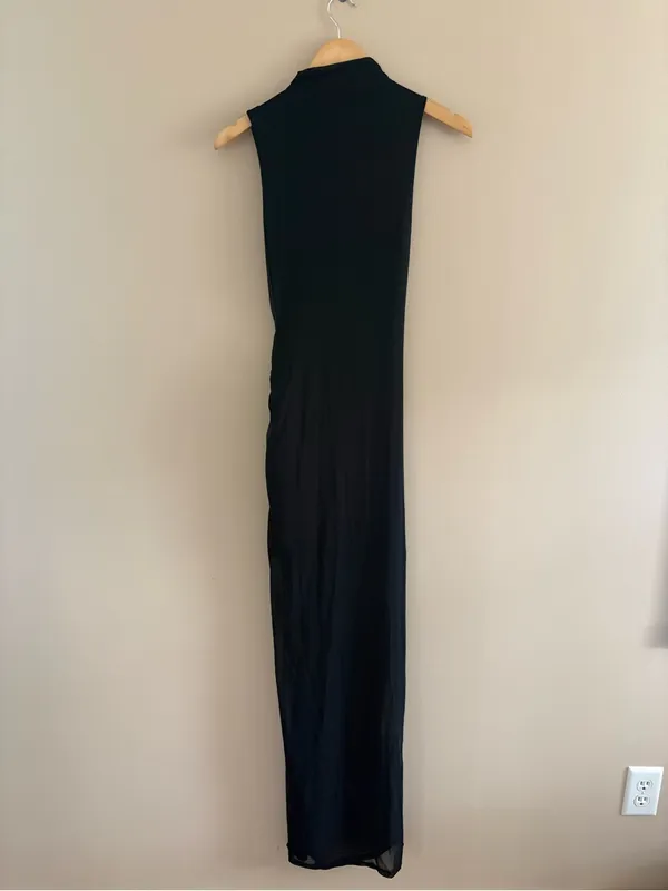 Lulus Renowned Glamour Black Mesh Mock Neck Maxi Dress Size Medium Formal Sheer - Image 6