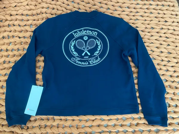Lululemon Cotton French Terry Crewneck Tennis Club size S True Navy/White NWT - Image 4