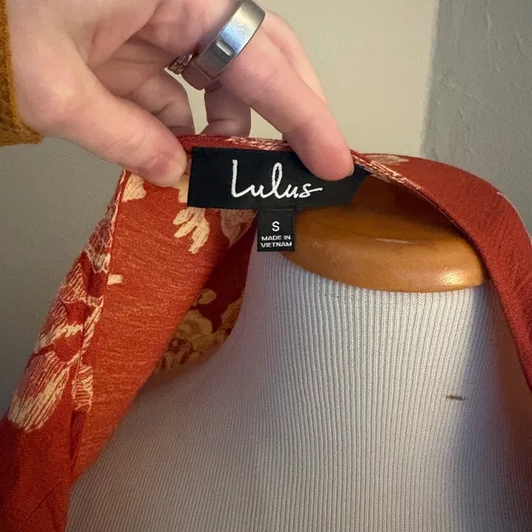 Lulus NWT‎ Heart of Marigold Rust Red Floral Print Wrap Long Maxi Dress Small - Image 6