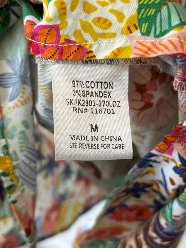 Karlie Mutli Floral Colorful Tropical Cotton Mini Dress Short Sleeve Faux Wrap - Image 9