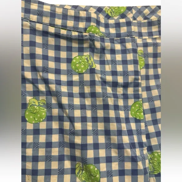 Lilly Pulitzer Blue Cotton Capri Hermit Crab Gingham Check Pants White Lbl 10 - Image 6