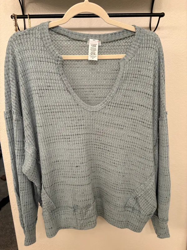 Free People Top Waffle Knit Long Sleeve - Image 2