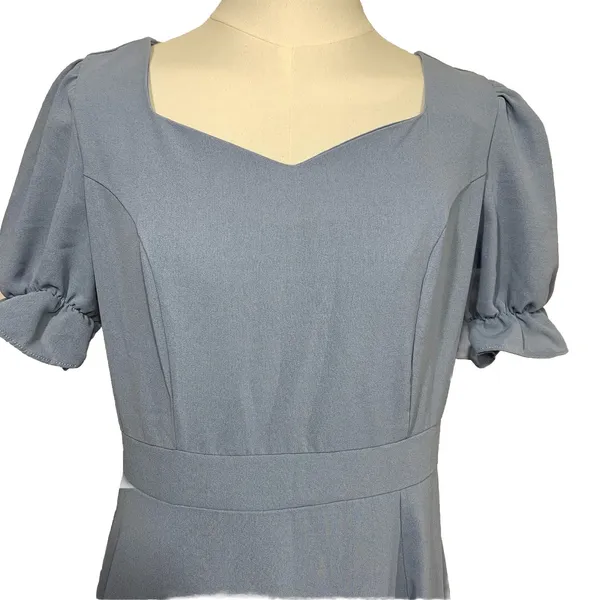 Dazy Midi Dress Womens Large Blue Sweetheart Puff Sleeve Ruffle‎ A-Line - Image 5