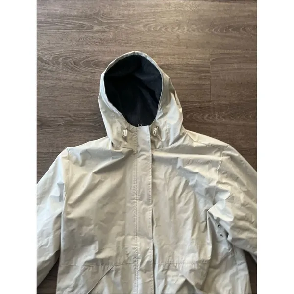 Outbrook Fleece Lined Rain Jacket Womens Medium Cream Hooded Utility Coat - Image 7