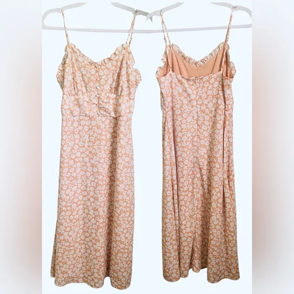 Lulus Timeless Touch Peach Floral Print A-Line Midi Dress Size Small - Image 4