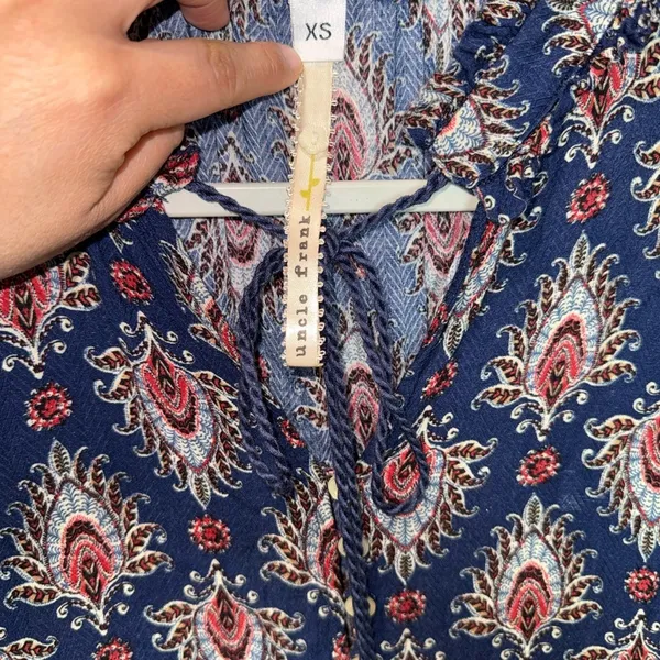 Anthropologie Uncle Frank Dress Ruffle Long Sleeve XS 100%rayon style 33350 USA - Image 4
