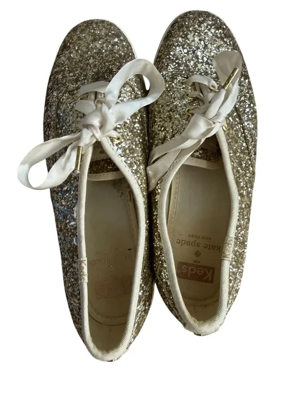 KATE SPADE x Keds Gold Glitter Sneakers Size 7 - Image 4