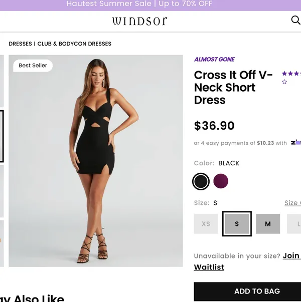 Windsor Black Mini Dress - Image 2