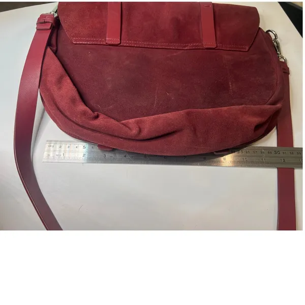 bag crossbody shoulder burgundy suede large Bess Croute messenger flap Ox Blood - Image 11