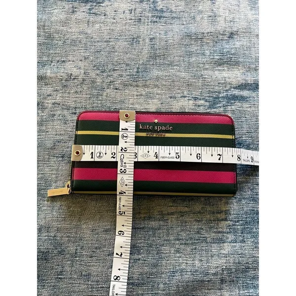 Kate Spade New York Staci 2021 Holiday Multi Striped Large Zip Wallet - Image 9