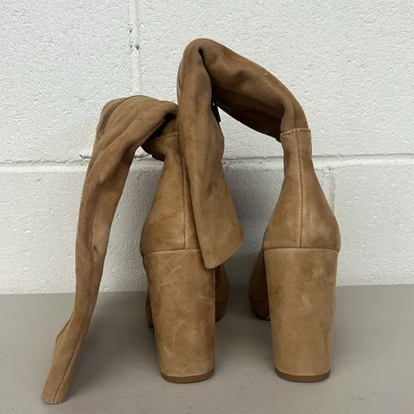 New Steve Madden sz5.5 Marcello brown knee boots suede cognac tan heeled - Image 3