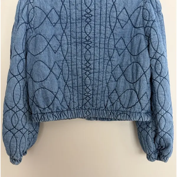 Free People Quinn Quilted Cotton Denim Jacket Women's Size XS - Image 6