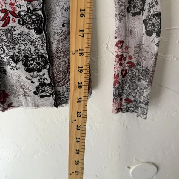 Arianne Top Y2k‎ Small Sheer Black Red Floral Lace Mesh Shirt Whimsigoth Fairy - Image 6