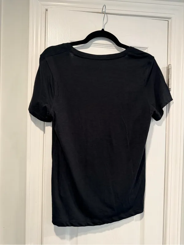 NWOT Madewell Size M Black V Neck Short Sleeve Slub Cotton Tee Shirt - Image 2