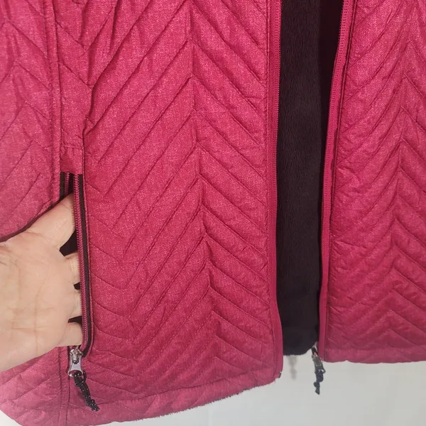 Free Country Reversible Quilted Puffer Vest Faux Fur Crimson Rose XL Gorpcore - Image 11