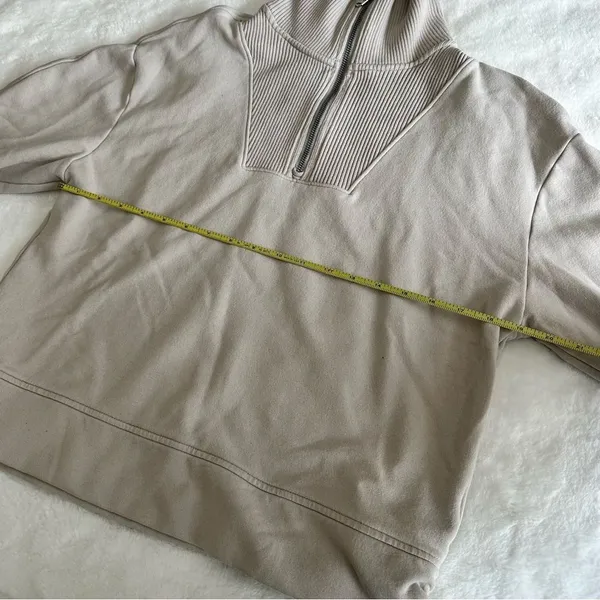 Athleta Retroplush Revive 1/4 Zip Sweatshirt Cream Women’s Size Small - Image 8