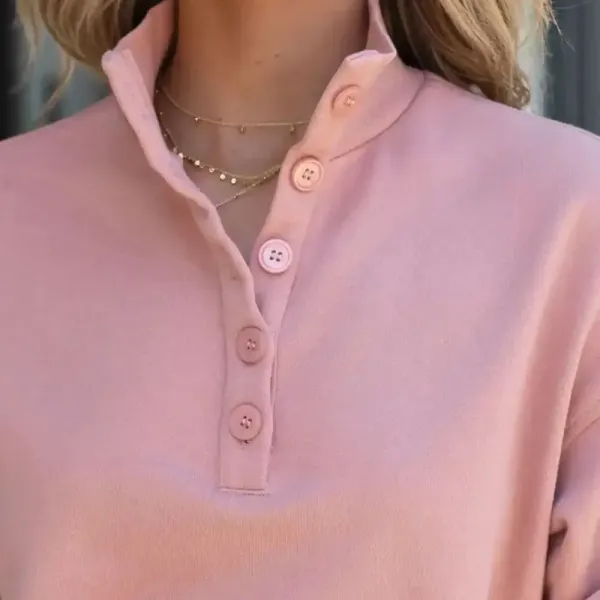 NWT VICI Williams‎ Cotton Henley Sweatshirt Blush Pink - Image 3