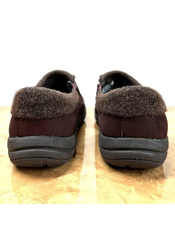 Merrell Andorra Womens 8.5 Burgundy Leather Wool Slip On Walking Shoes - Image 3