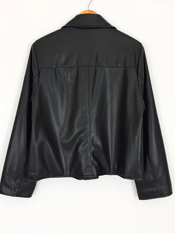 Sam Edelman Faux Leather Swing Jacket in Black | Size L - Image 6