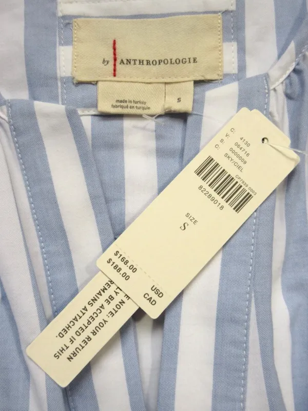 NWT Anthropologie Somerset Maxi in Sky Blue White Striped Cotton Tier Dress S - Image 5