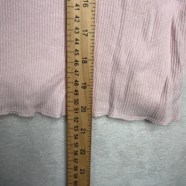 Y2K Vintage Old Navy Size M Long Sleeve Pink Frosty Ribbed Graphic Top 427411 - Image 11