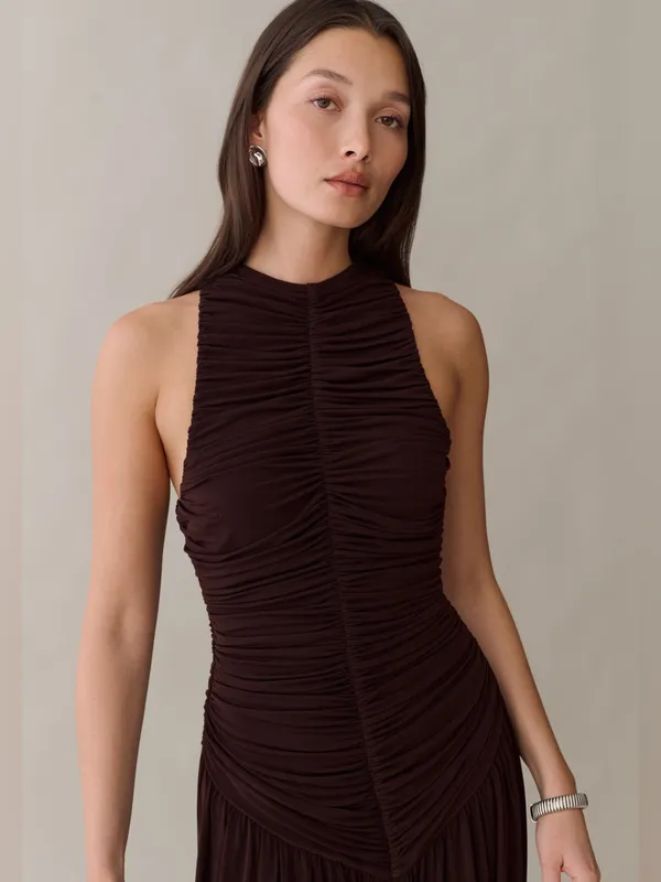 NWT Few Moda Shania Dress size Small S Coffee Brown O.p.t Helsa Studio maxi midi - Image 2