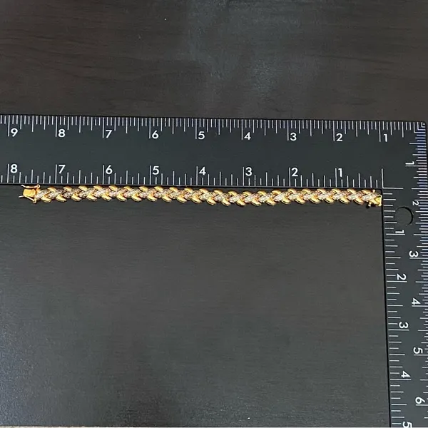 PAJ BR China Gold-tone Diamond Illusion Box Clasp Double Prong X Link Bracelet - Image 10