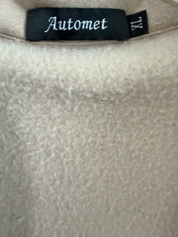 Automet Women’s XL Beige Half Zip Oversized Pullover Sweatshirt Kangaroo Pocket - Image 4